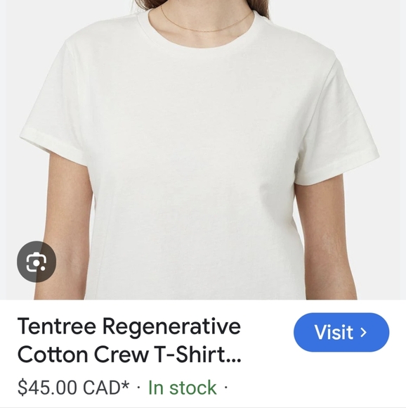 Tentree Regenerative Cotton Crew T-Shirt Undyed White Women's Size XL NWT - Picture 12 of 13